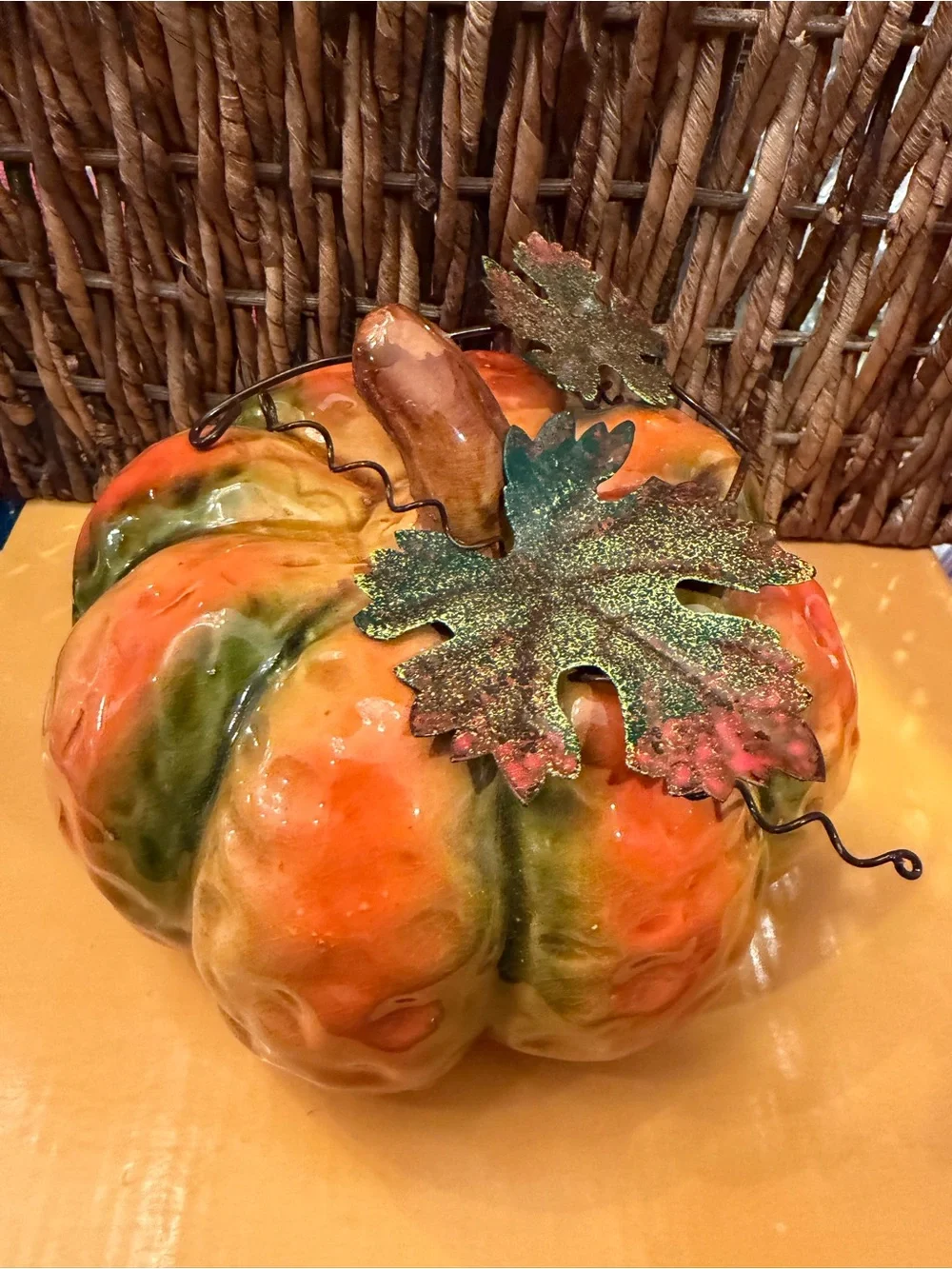 Set of 2 ceramic Pumpkins Halloween decor